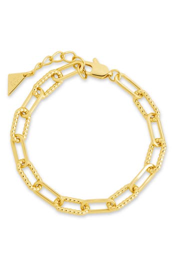Sterling Forever Yvette Mixed Link Bracelet In Gold