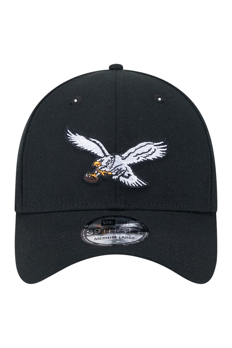 Men's New Era Black Philadelphia Eagles Throwback Main 39THIRTY Flex Hat, Alternate, color, Black