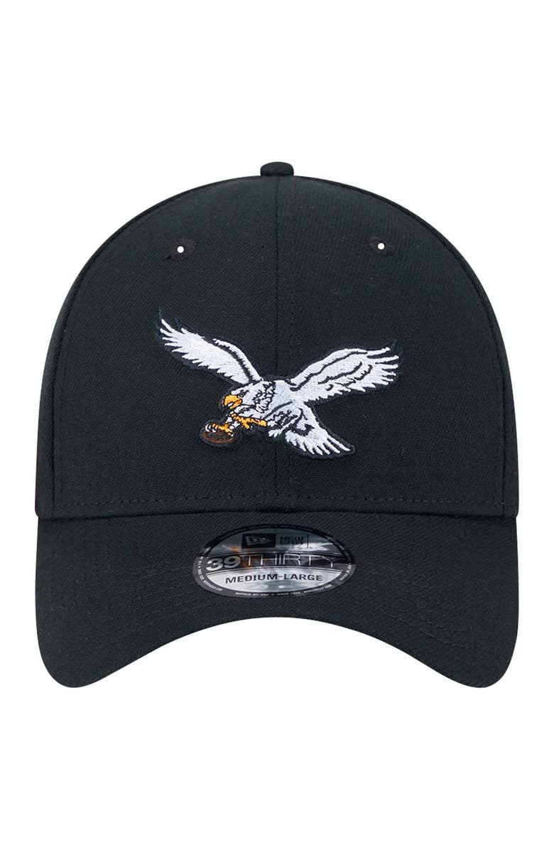 New Era Men's New Era Black Philadelphia Eagles Throwback Main 39THIRTY Flex Hat, Alternate, color, Black