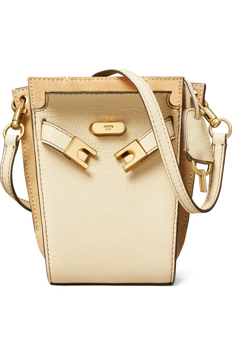 Tory Burch Lee Radziwill Petite Pebble Leather Bucket Bag, Main, color,