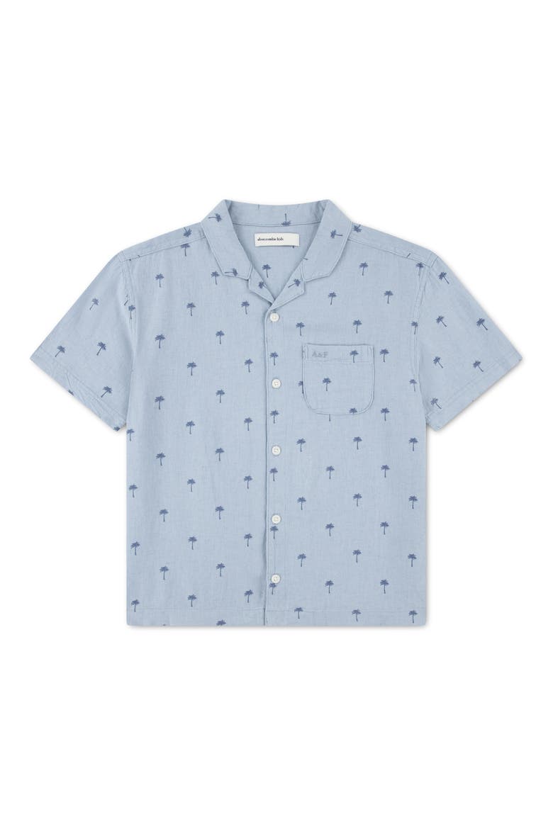 Kids' Linen Blend Camp Shirt, Main, color, BLUE FOG