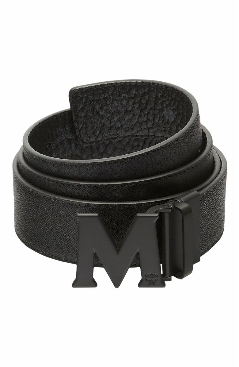 MCM Claus M Reversible Belt 1.75 inches in Visetos, Alternate, color, Black