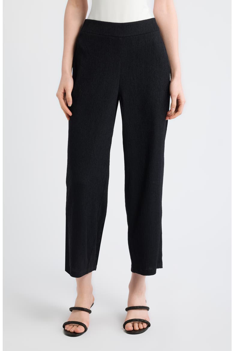Crinkle Pull-On Ankle Wide Leg Pants, Main, color, ANNE BLACK