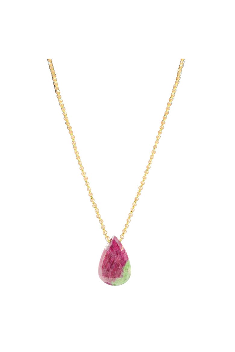 Ruby Zoisite and Green Stone Teardrop Necklace, Main, color, Purple