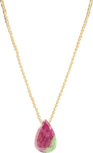 MADISON BEVERLY HILLS Ruby Zoisite and Green Stone Teardrop Necklace