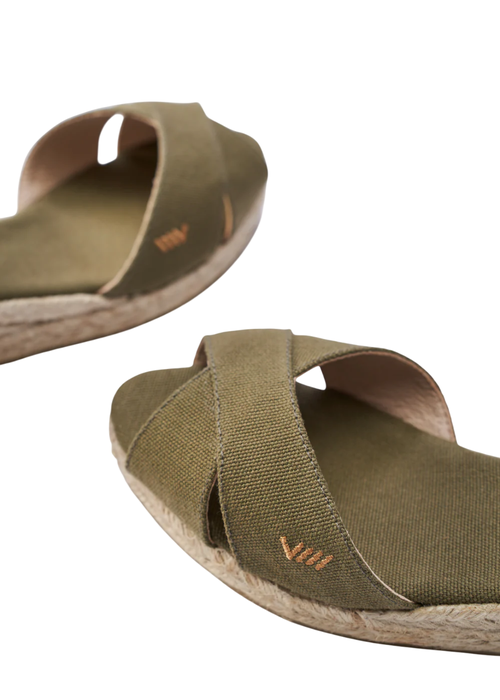 Viscata Salina Canvas Espadrille Sandal Wedges In Olive