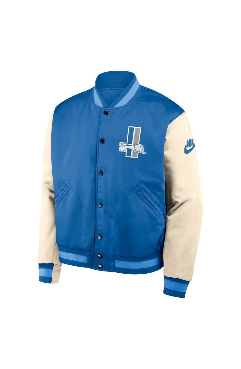 Nike Men's Nike Blue/Cream Detroit Lions Rewind Legacy Full-Snap Bomber Jacket, Alternate, color, Blue