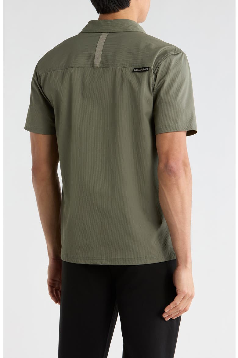 Water Resistant Technical Short Sleeve Button-Up Shirt, Alternate, color, OLIVE
