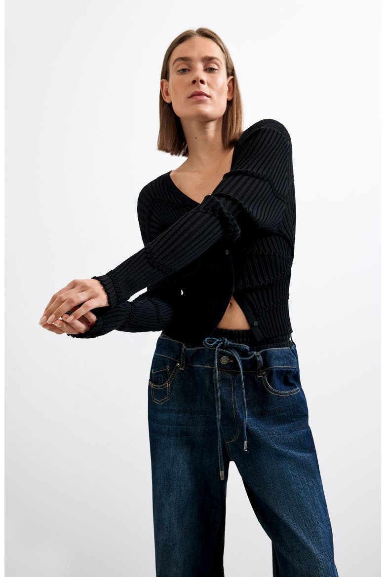 Drawstring Jogger Jeans, Main, color, DARK BLUE