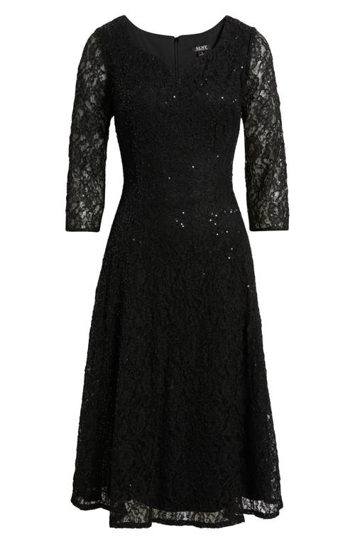 Sl Fashions Sequin Lace Cocktail Dress In Black