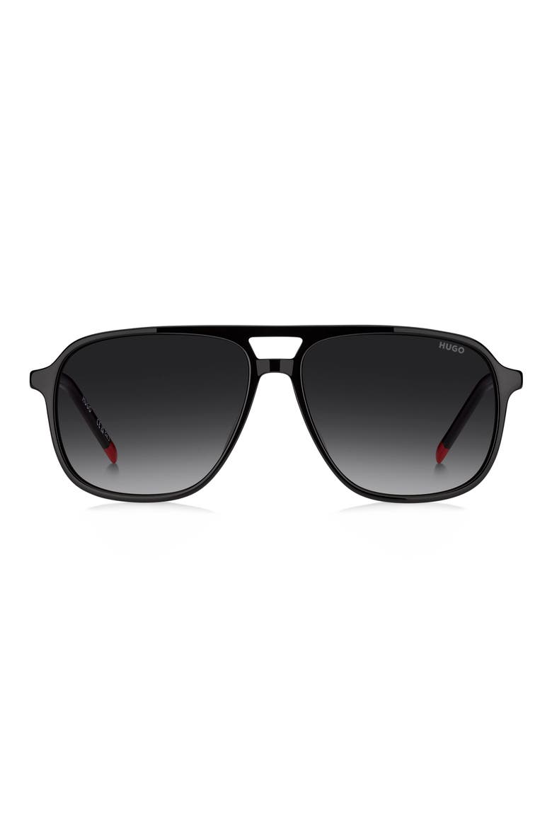 58mm Square Sunglasses, Main, color, BLACK/ DARK GREY SF