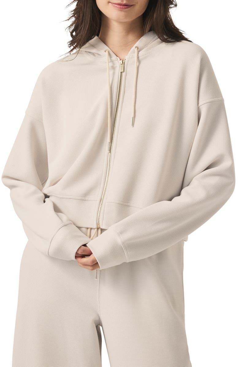 Splendid Waffle Scuba Knit Full Zip Hoodie, Main, color, Moonstone