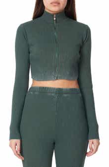 elevenparis Cotton Blend Rib Crop Jacket