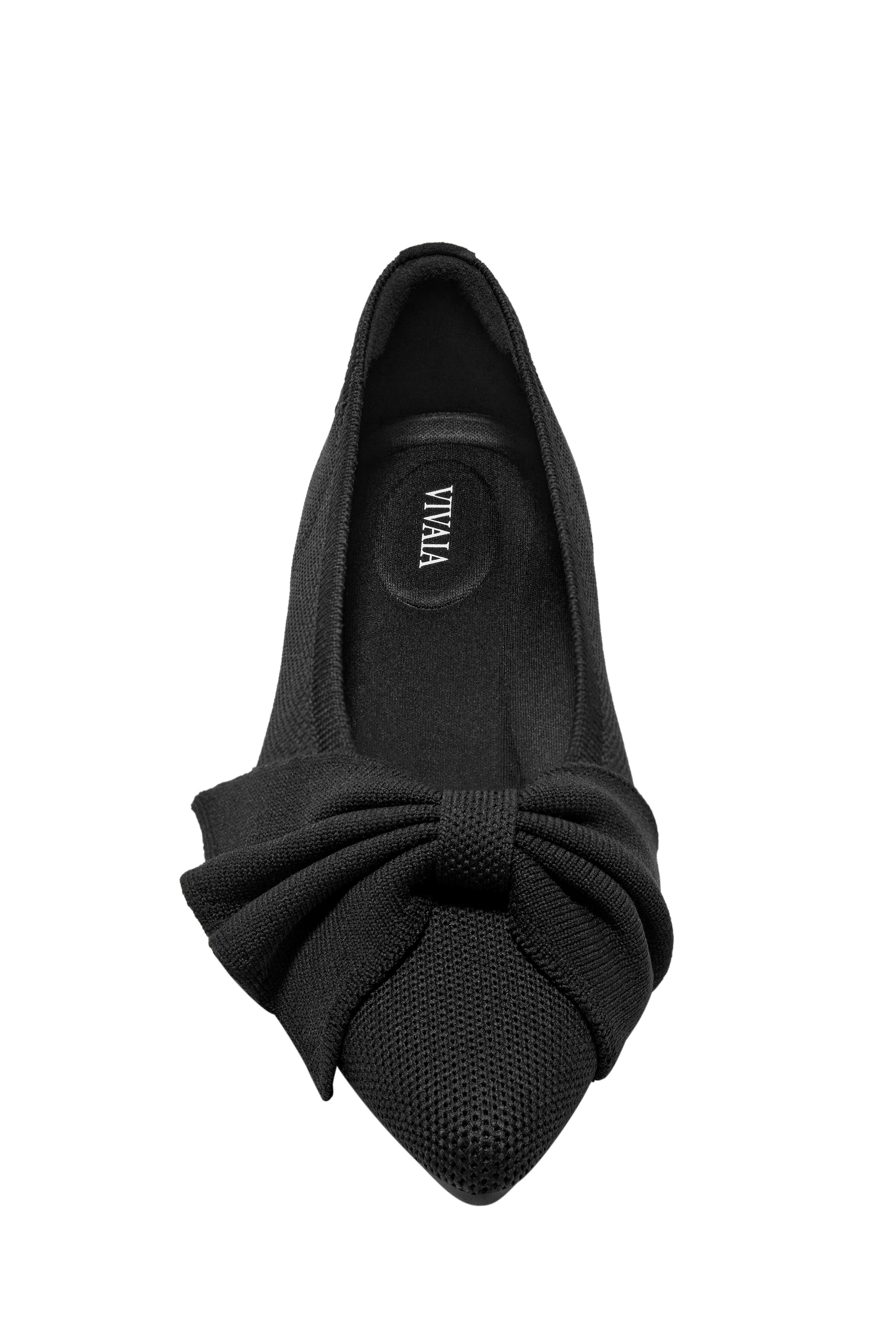 Azura Pointed-Toe Bow Flats, Alternate, color, Black