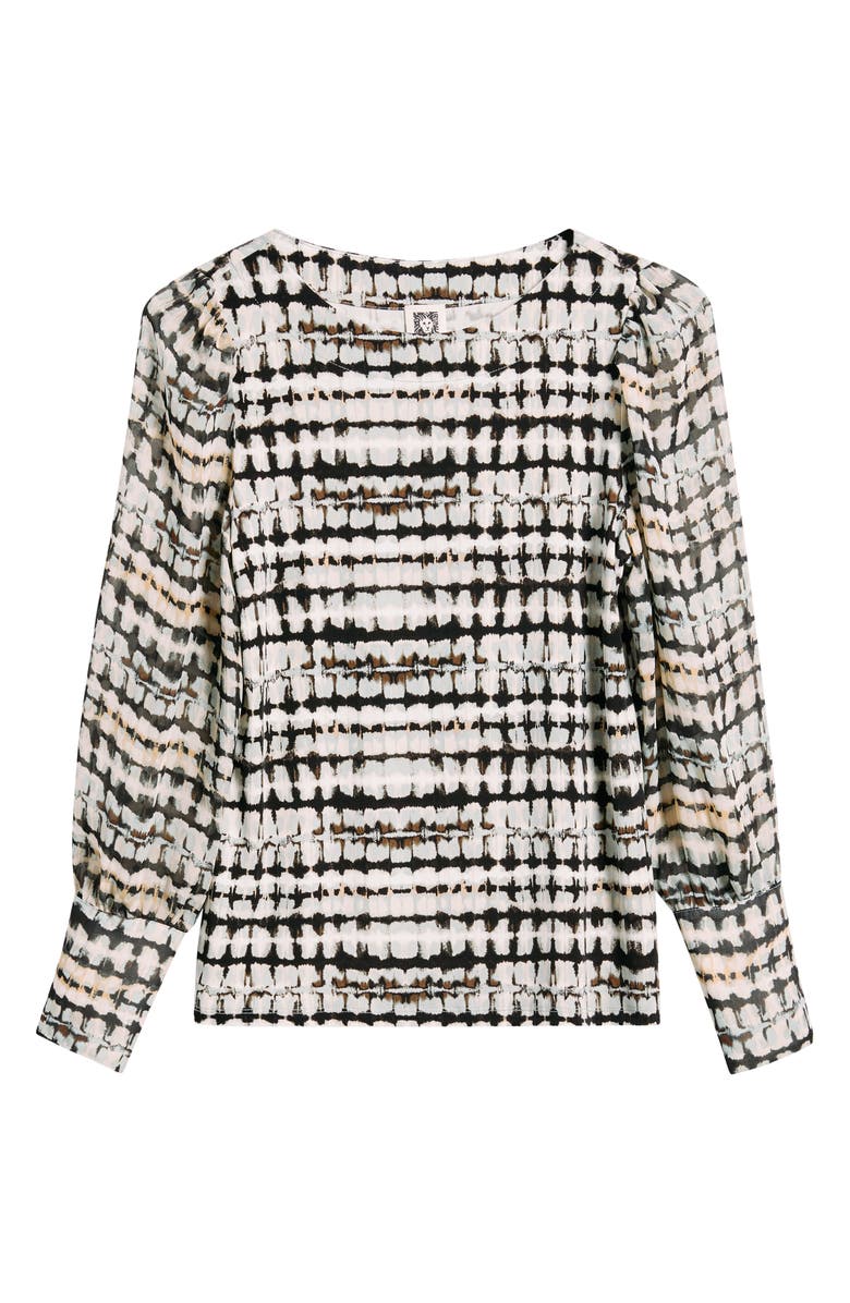 Anne Klein Print Bishop Sleeve Top, Alternate, color, 