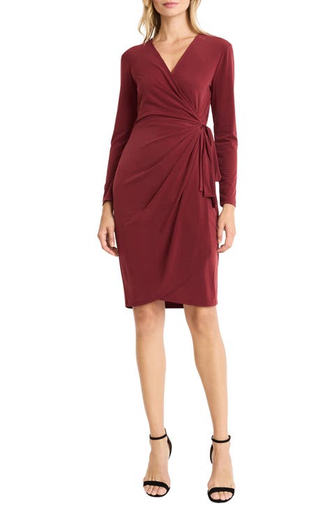 MAGGY LONDON ★ スリム見えを叶える一着 Faux Wrap ドレス Maggy London Women's Long Sleeve Faux WRAP Dress, Green, 0