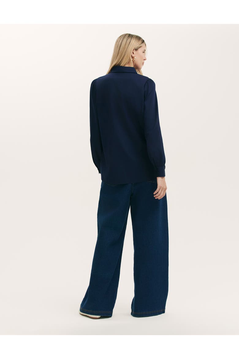 Remy Lace Detail Cotton Shirt, Alternate, color, Navy