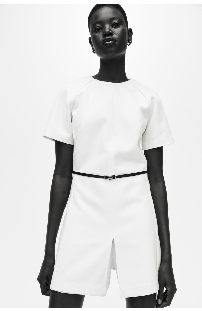 H&M Belted Playsuit, Alternate, color, Cream