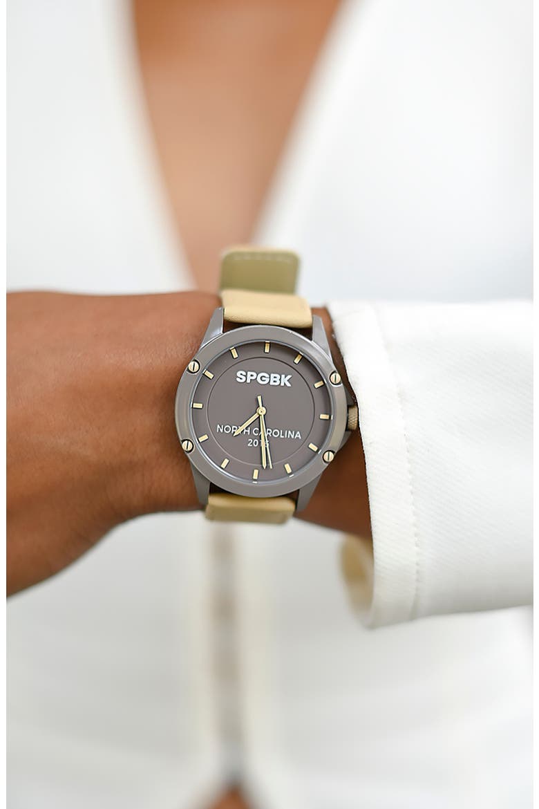 Iced Mocha Leather Strap Watch, 44mm, Alternate, color, SUBTLE TAUPE