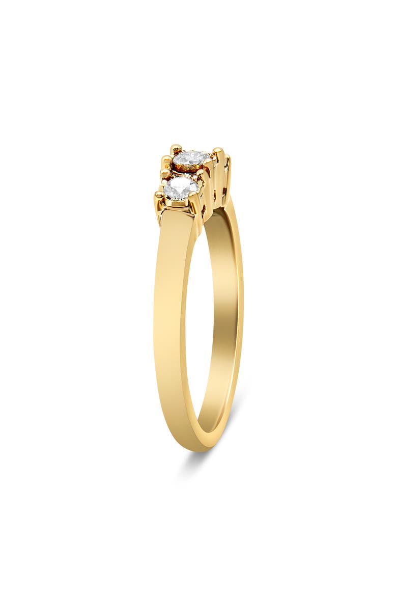 14K Yellow Gold Plated Silver 1/4 Cttw Diamond 3 Stone Illusion Plate Ring, Alternate, color, Yellow Gold over Silver