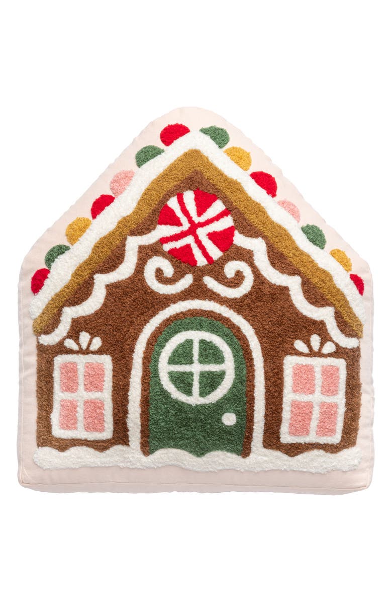 KARMA GIFTS Gingerbread House Embroidered Accent Pillow, Main, color, Gingerbread House