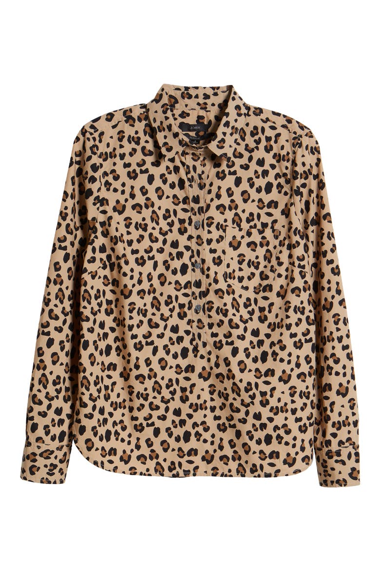 Print Cotton Poplin Popover Top (Nordstrom Exclusive), Alternate, color, MOD CAMEL