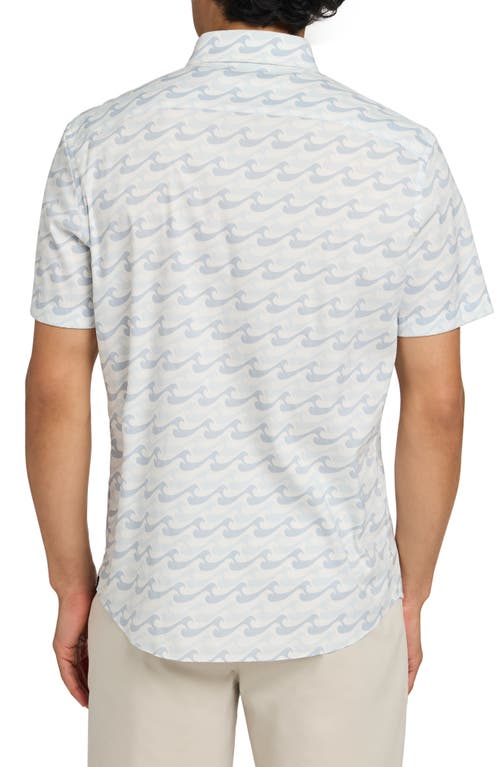 Faherty The Movement Geometric Print Short Sleeve Button-up Shirt In Ivory Endless Peaks