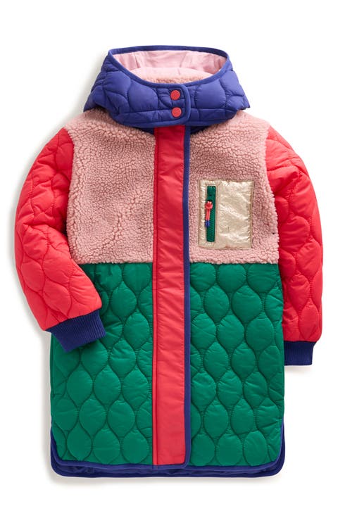Kids' Colorblock Mixed Media Longline Coat (Little Kid & Big Kid)