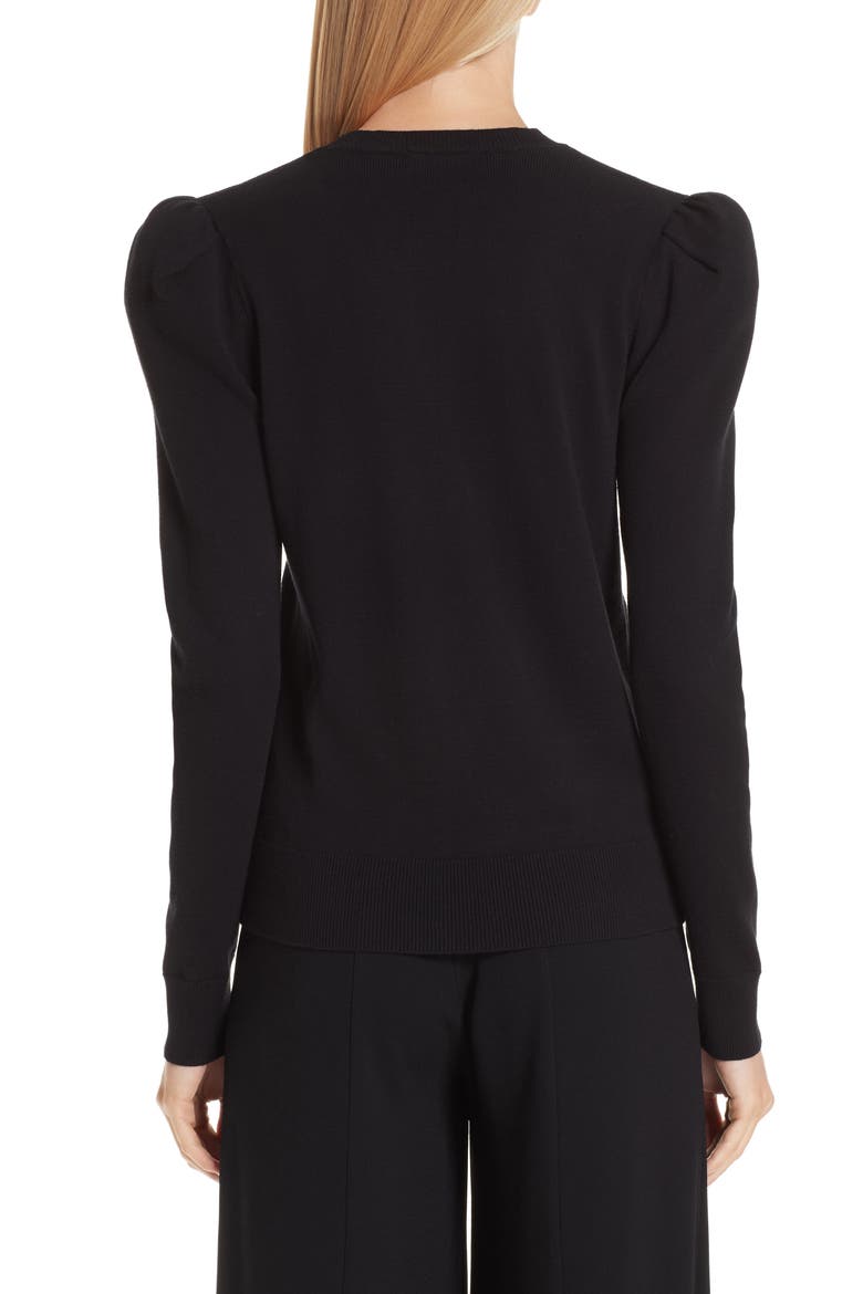 Puff Shoulder Sweater, Alternate, color, BLACK