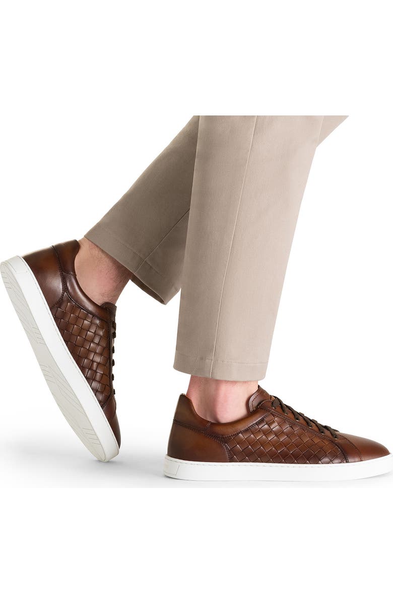 Magnanni Cote Lo Woven Leather Sneaker, Alternate, color, Tabaco