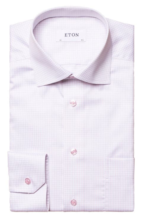 Classic Fit Grid Check Cotton Dress Shirt (Regular & Big)
