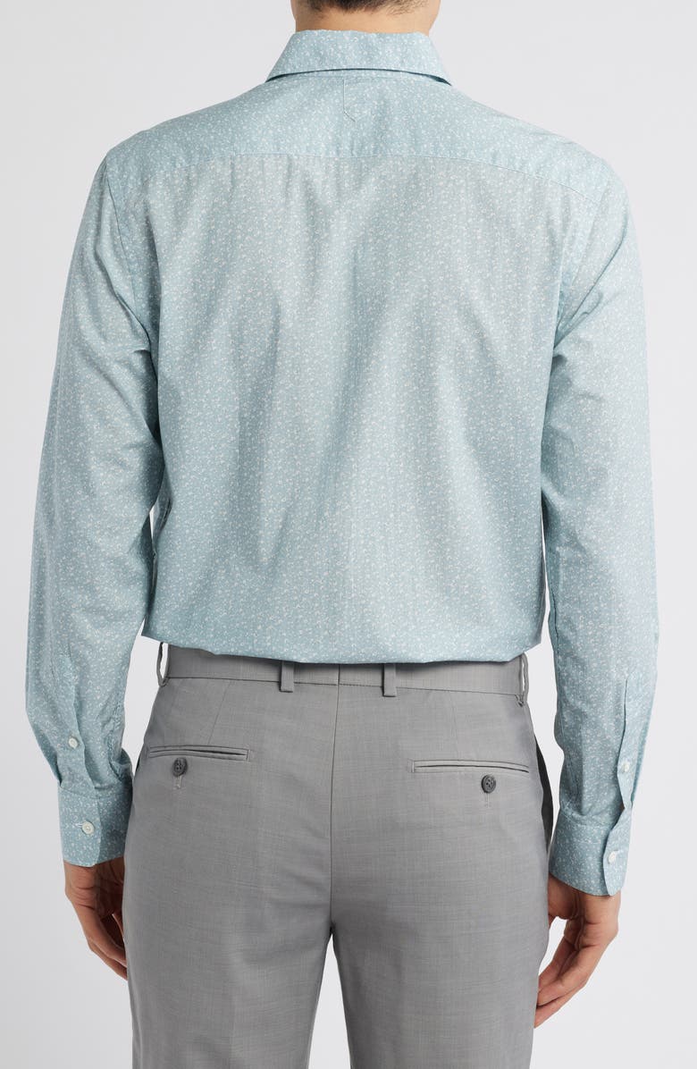 Canali Regular Fit Floral Cotton & Lyocell Dress Shirt, Alternate, color, Green