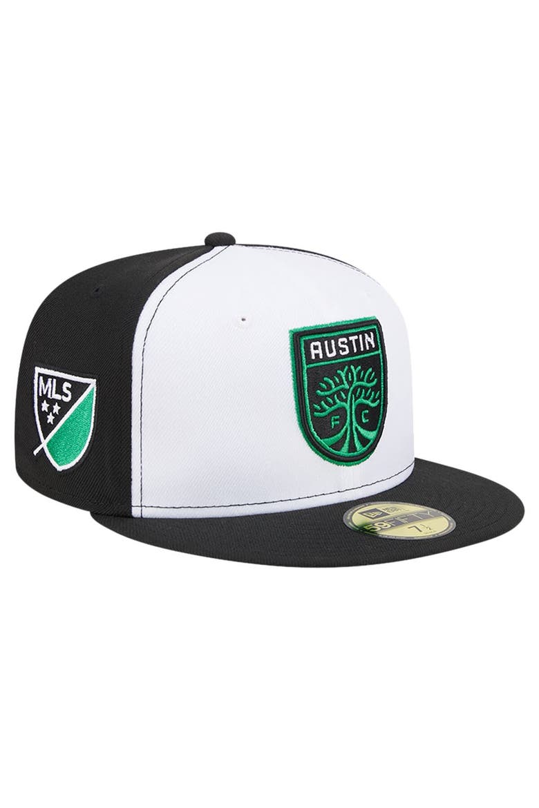 Men's New Era White/Black Austin FC 2024 Kick Off Collection 59FIFTY Fitted Hat, Main, color, White