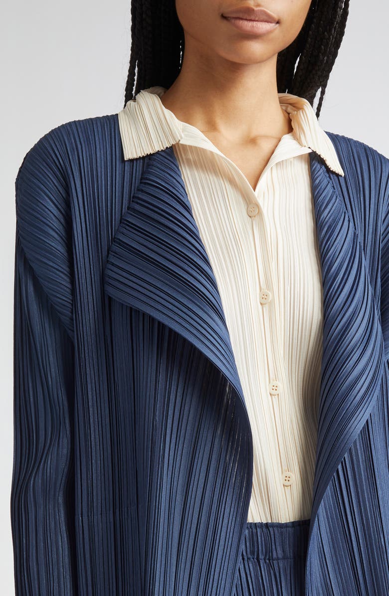 Pleats Please Issey Miyake Mellow Pleated Jacket, Alternate, color, Navy