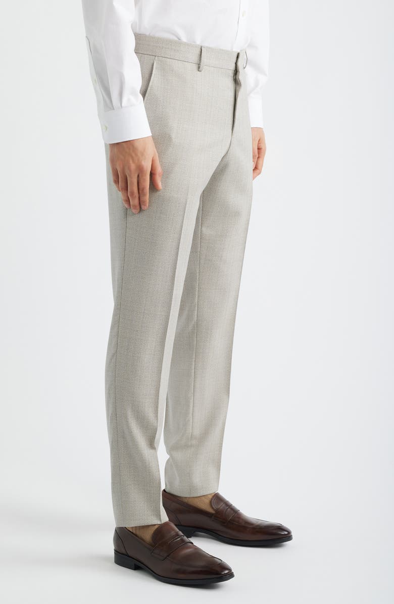 BOSS Genius Slim Fit Flat Front Dress Pants, Alternate, color, White