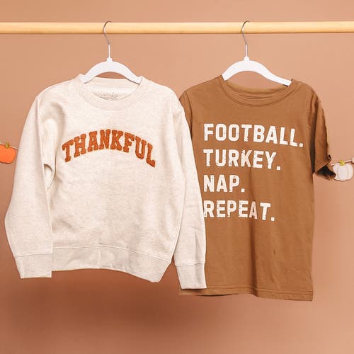 Sweet Wink Thankful Patch Varsity Thanksgiving Sweatshirt In Pink