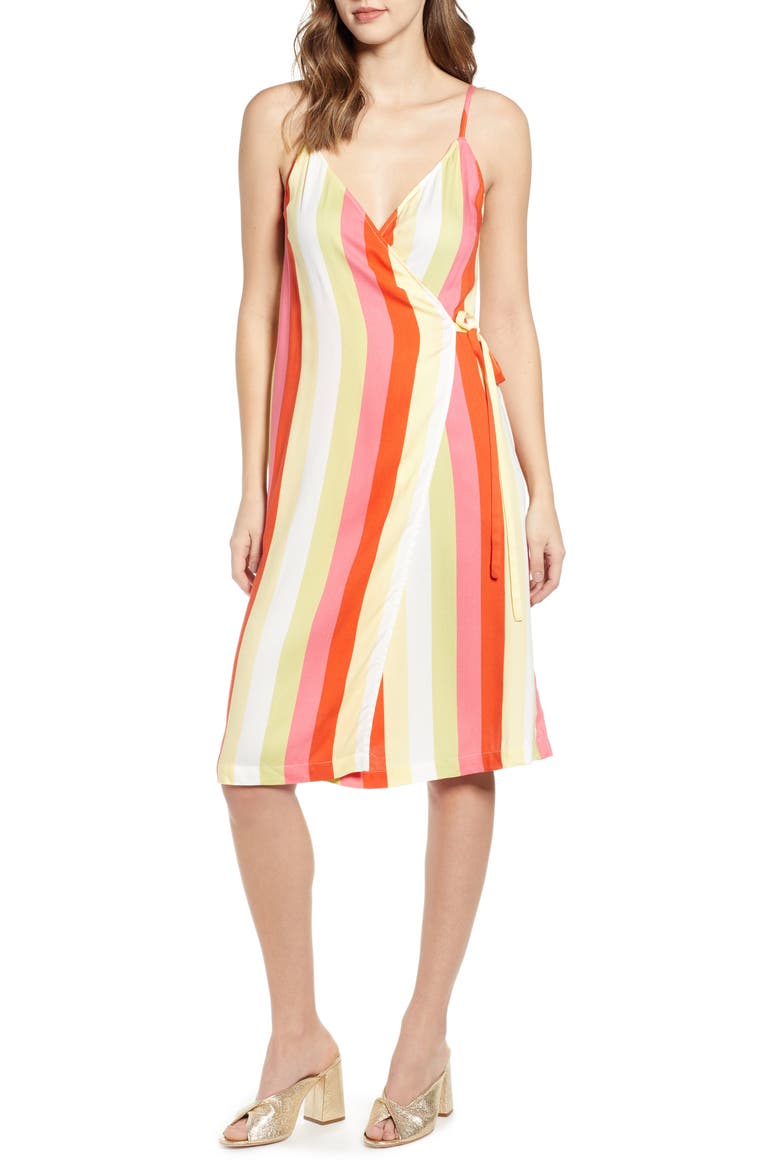 Everyday Wrap Dress, Main, color, RED SCARLETT LOLLIPOP STRIPE