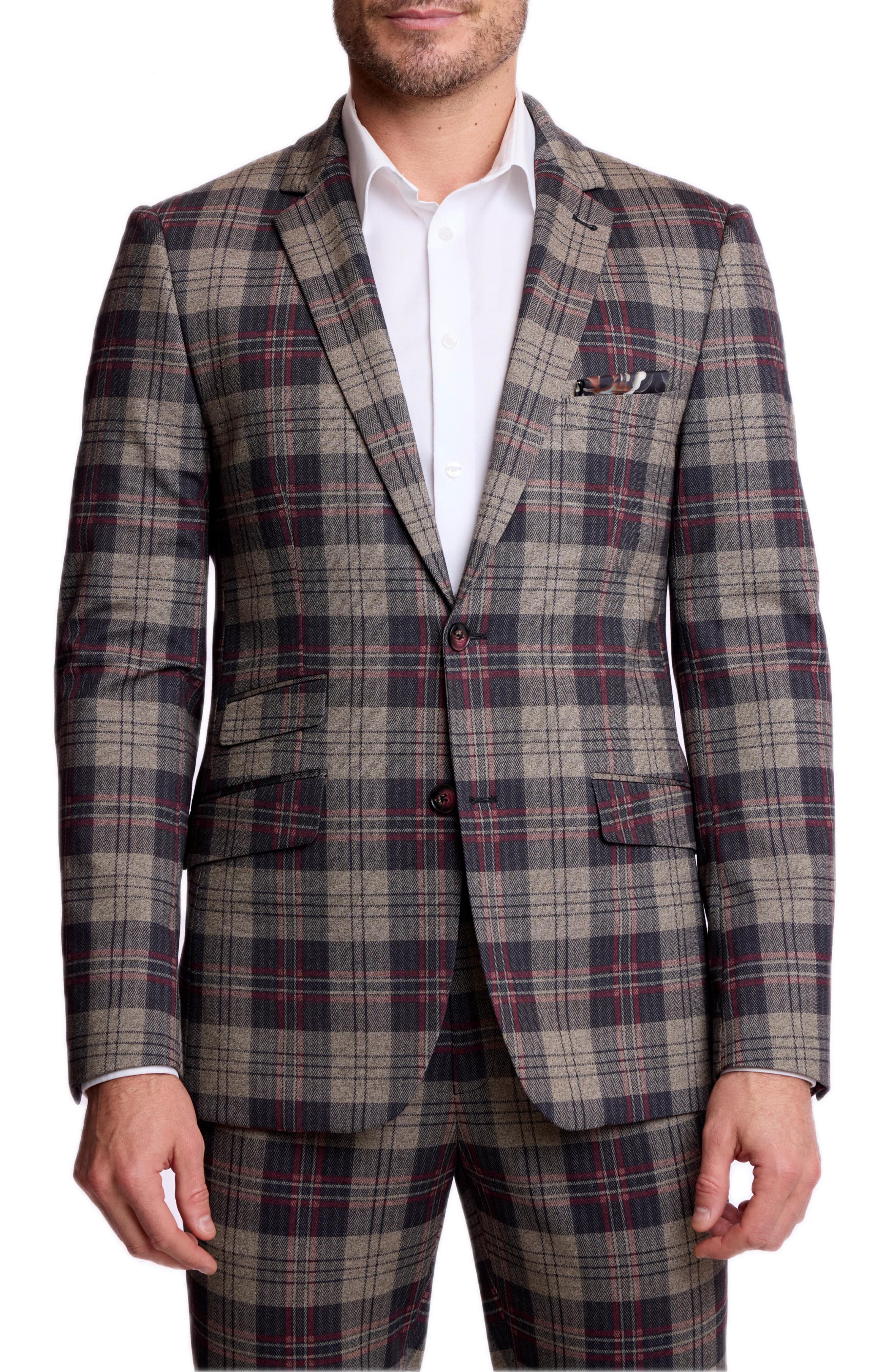 Dover Slim Fit Plaid Stretch Flannel Suit Jacket