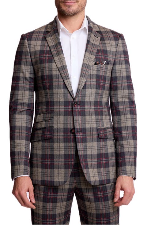 Dover Slim Fit Plaid Stretch Flannel Suit Jacket
