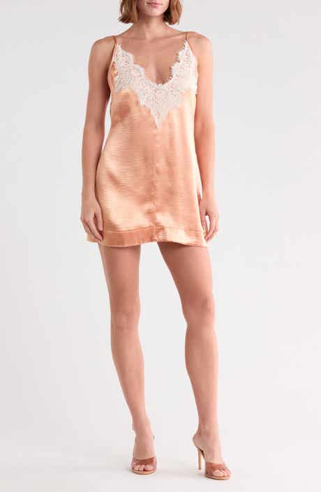 Still the One Lace Trim Satin Minidress