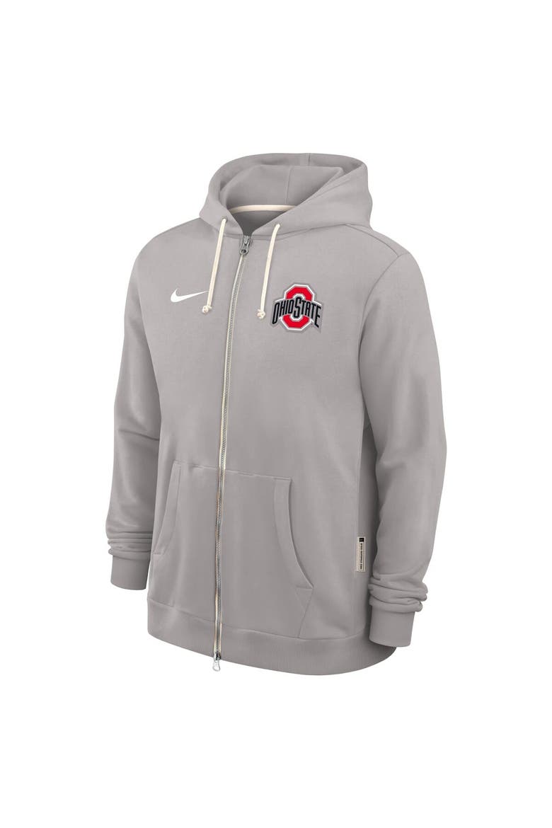 Men's Nike Gray Ohio State Buckeyes 2025 Sideline Standard Issue Dri-FIT Full-Zip Hoodie, Alternate, color, Gray