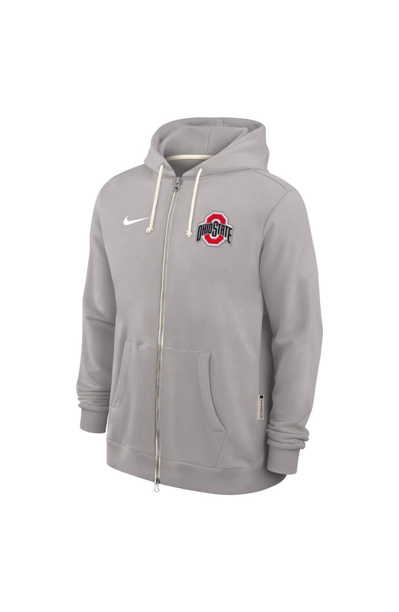 Nike Men's Nike Gray Ohio State Buckeyes 2025 Sideline Standard Issue Dri-FIT Full-Zip Hoodie, Alternate, color, Gray