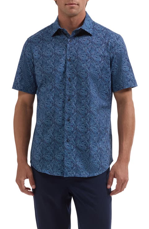 Miles OoohCotton® Print Short Sleeve Button-Up Shirt