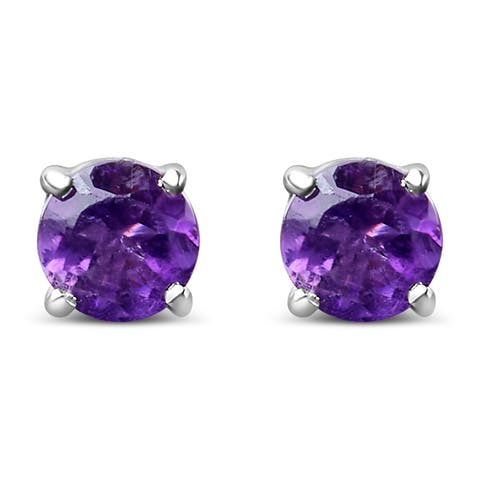 .925 Sterling Silver 3.5 MM Created Birthstone Solitaire Stud Earrings