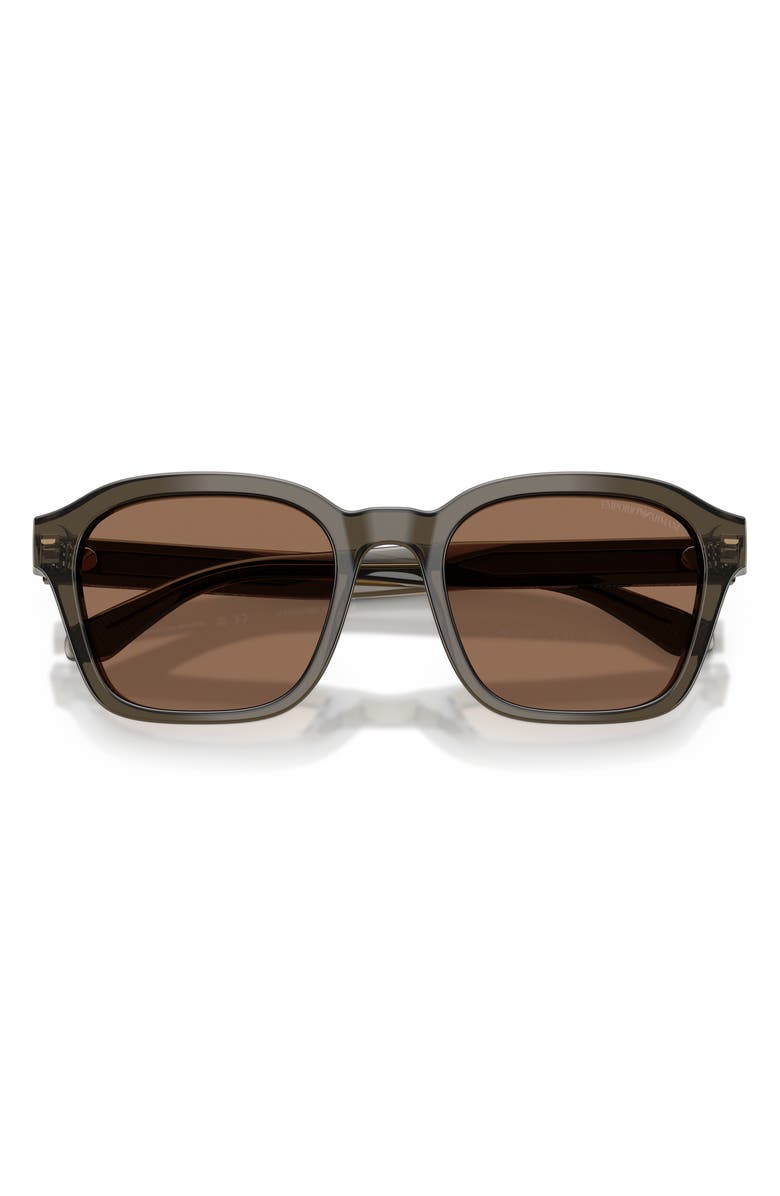 Emporio Armani 54mm Irregular Sunglasses, Alternate, color, Shiny Grey / Dark Brown