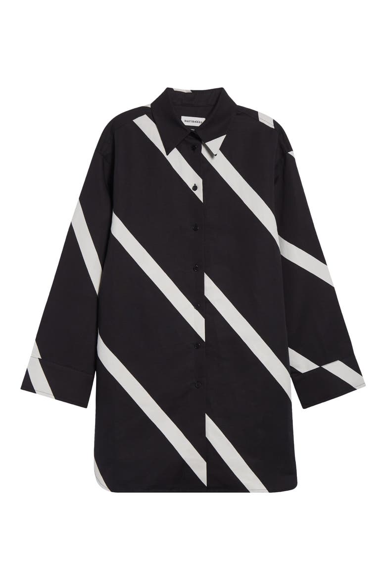 Heitto Basso Cotton & Linen Button-Up Shirt, Alternate, color, BLACK OFF WHITE