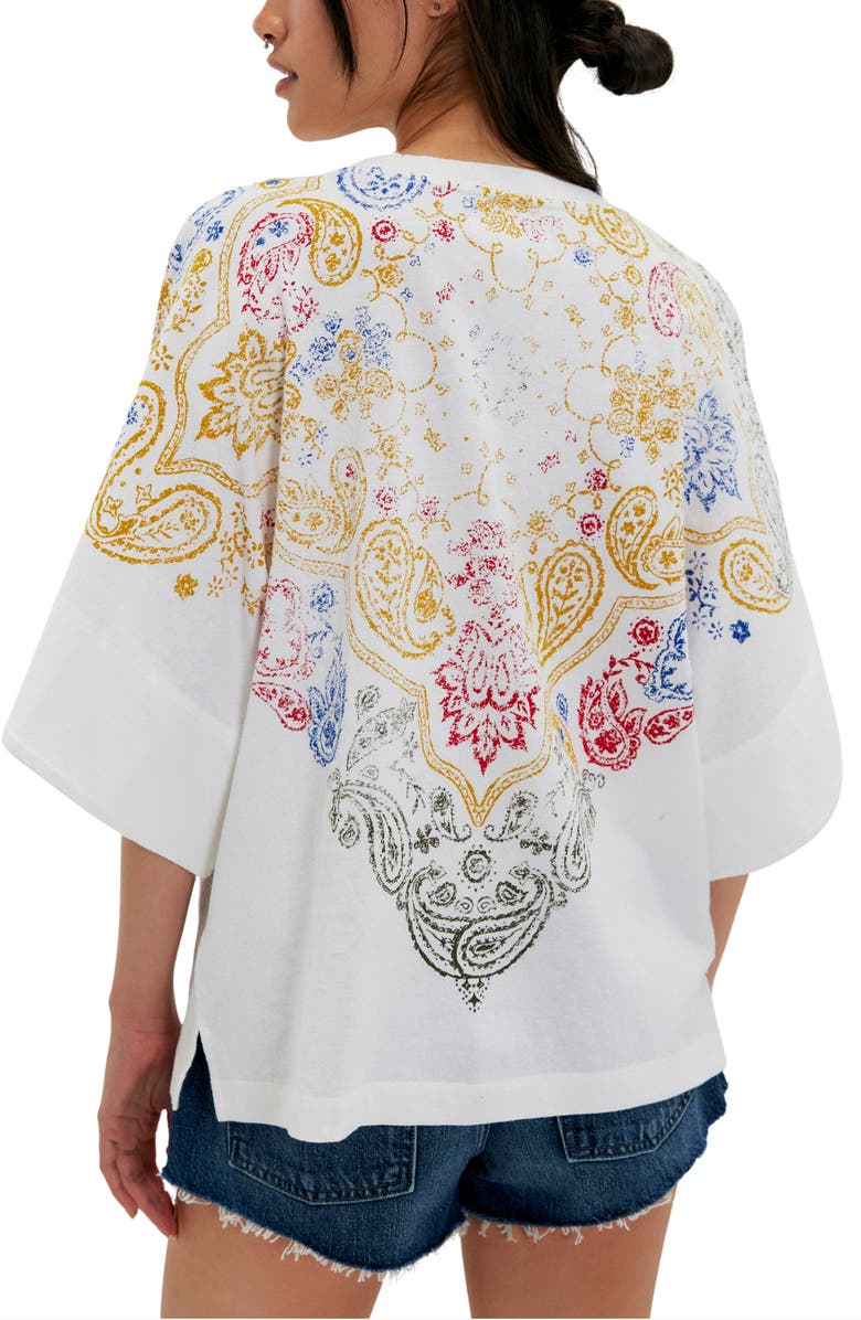 Free People Heirloom Paisley Print Oversize T-Shirt, Alternate, color, Ivory Combo