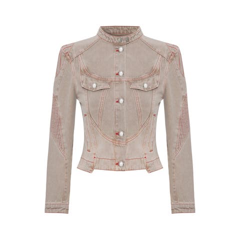 Pure Cotton Faded Motorcycle Denim Jacket