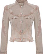 PCFG Pure Cotton Faded Motorcycle Denim Jacket