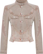 PCFG Pure Cotton Faded Motorcycle Denim Jacket